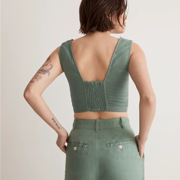 NWT Madewell Linen Crop Top - Picture 4 of 7